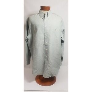 Ralph Lauren Yarmouth 16.5 33 Long Sleeve Button‎ Front Mint Green